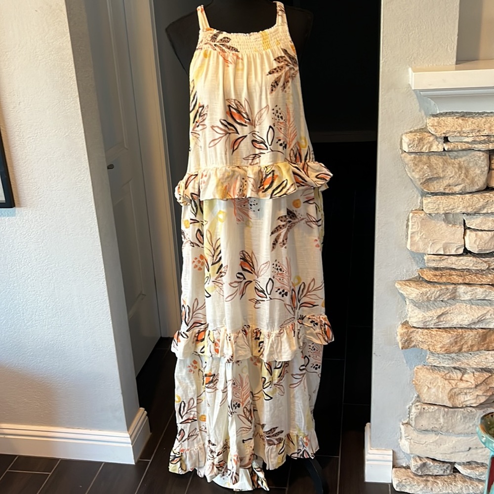 Free People Ruffled Oversized Cream Maxi Dress - Picture 4 of 10
